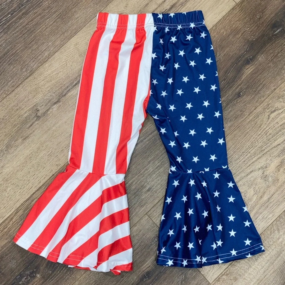Patriotic Bell Bottoms American Flag July 4th Outfit Pants Flare 3T